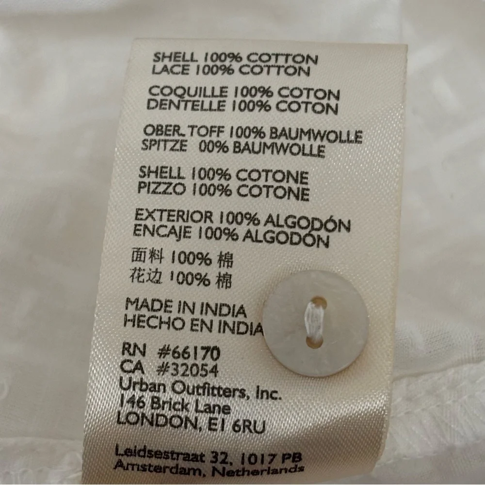 Anthropologie Pilcro Lace Back Button Down Blouse Cottagecore Ivory XSP NEW